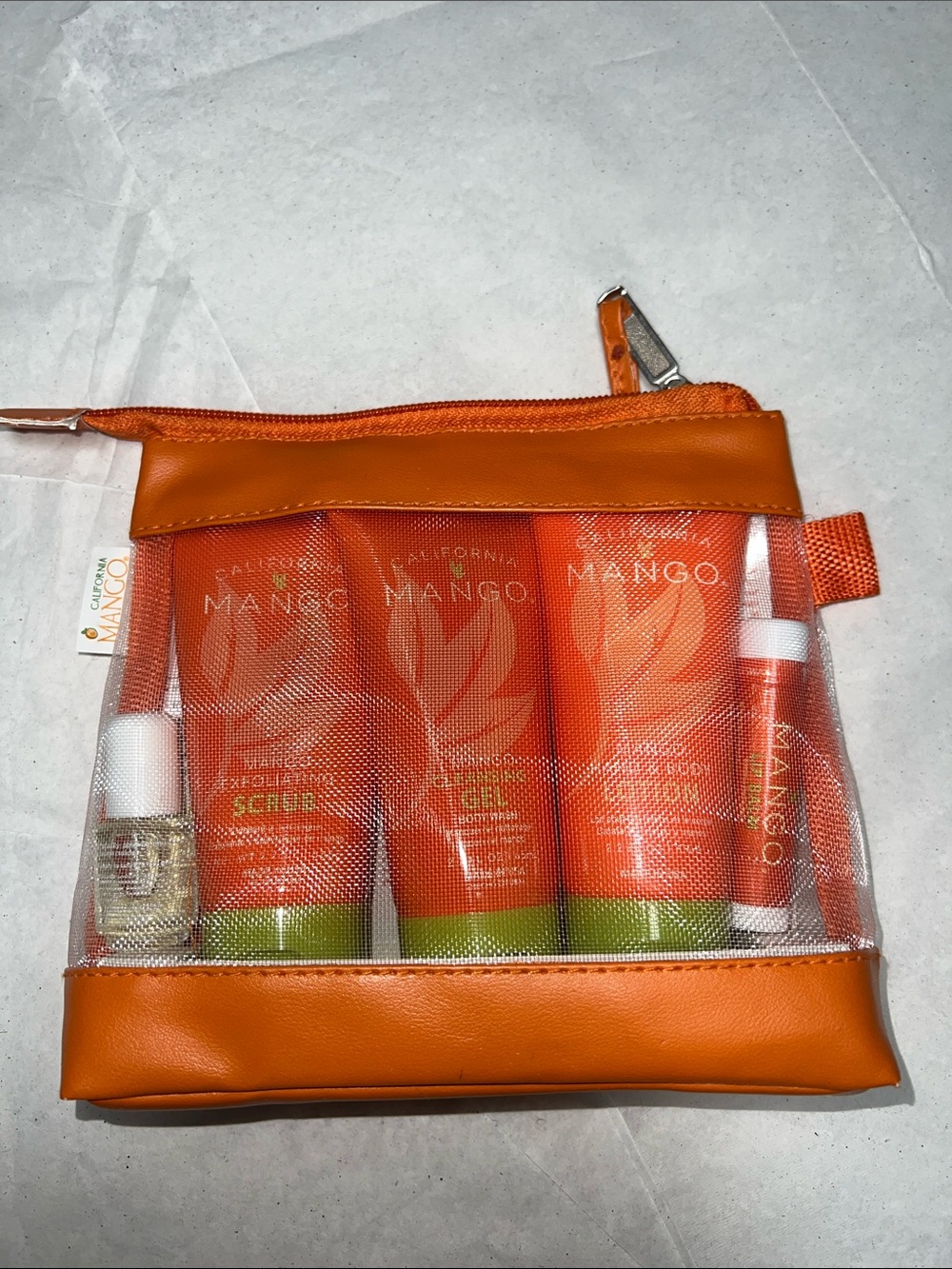 California Mango Travel Set Scrub, Body Wash, Body Lotion, Lip Balm, Cuticle Oil